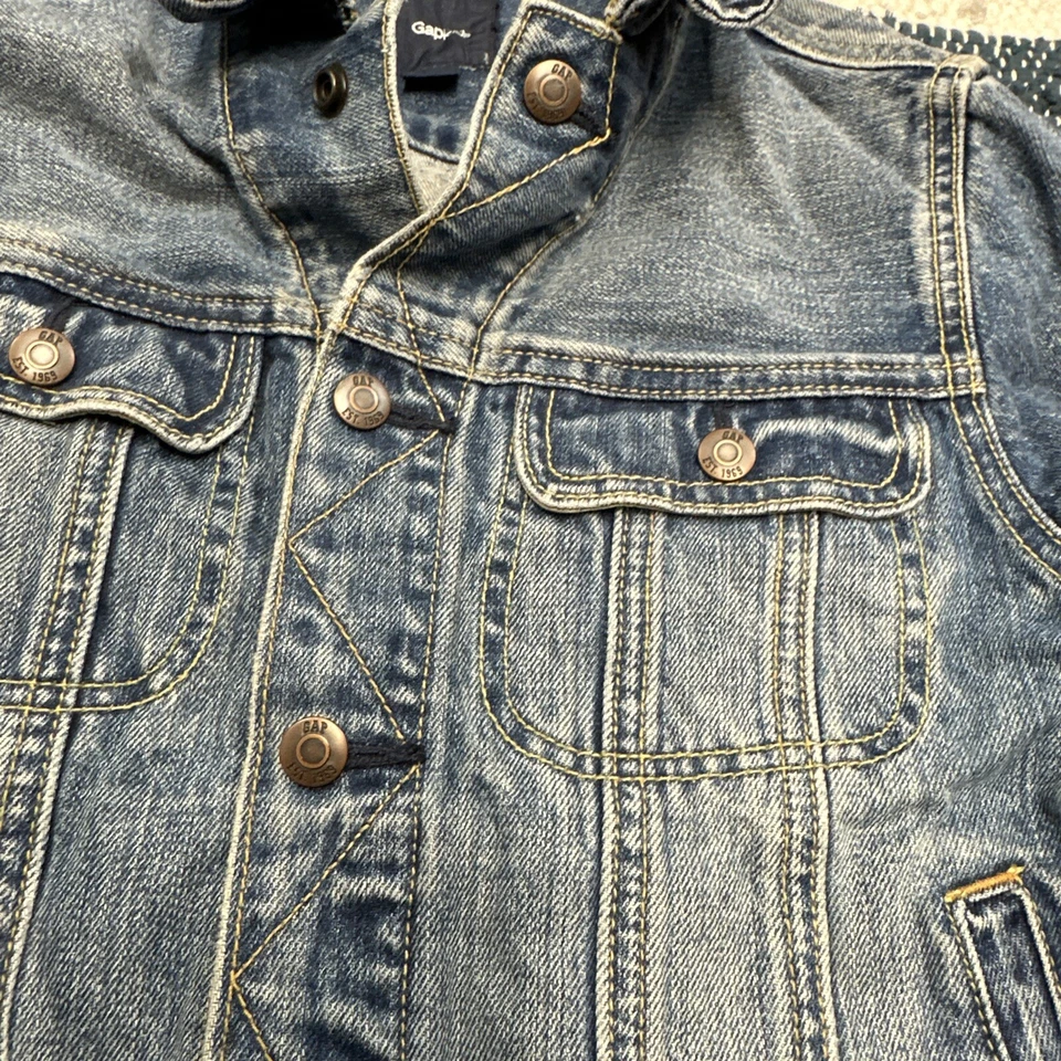 Gap Kids джинсовой ткани синий искусственно состаренный Jean куртка девочки средний - застежка - Изображение 3 из 4