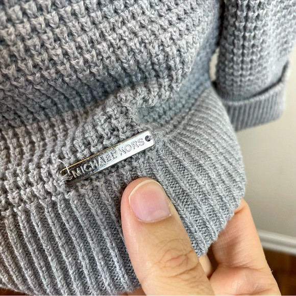 Michael Kors Solid Gray Ribbed Knit Turtleneck Lo… - image 4