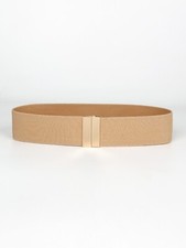 Golden Buckle Elastic Belt For Women