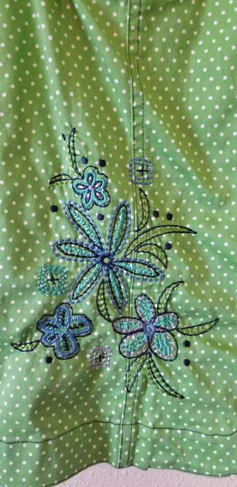 Koret Womens Jacket Size 1X Green White Dot Embroidery Stretch - Imagem 2 de 4