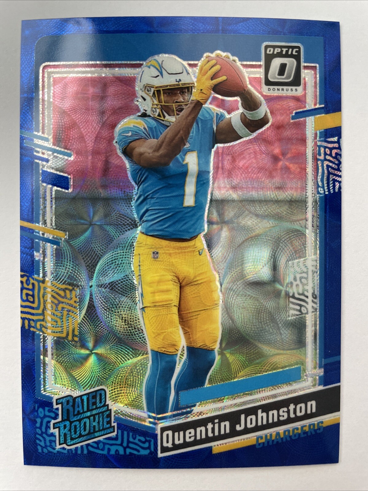2023 Panini Donruss Optic Quentin Johnston Blue Scope Prizm #265 Chargers