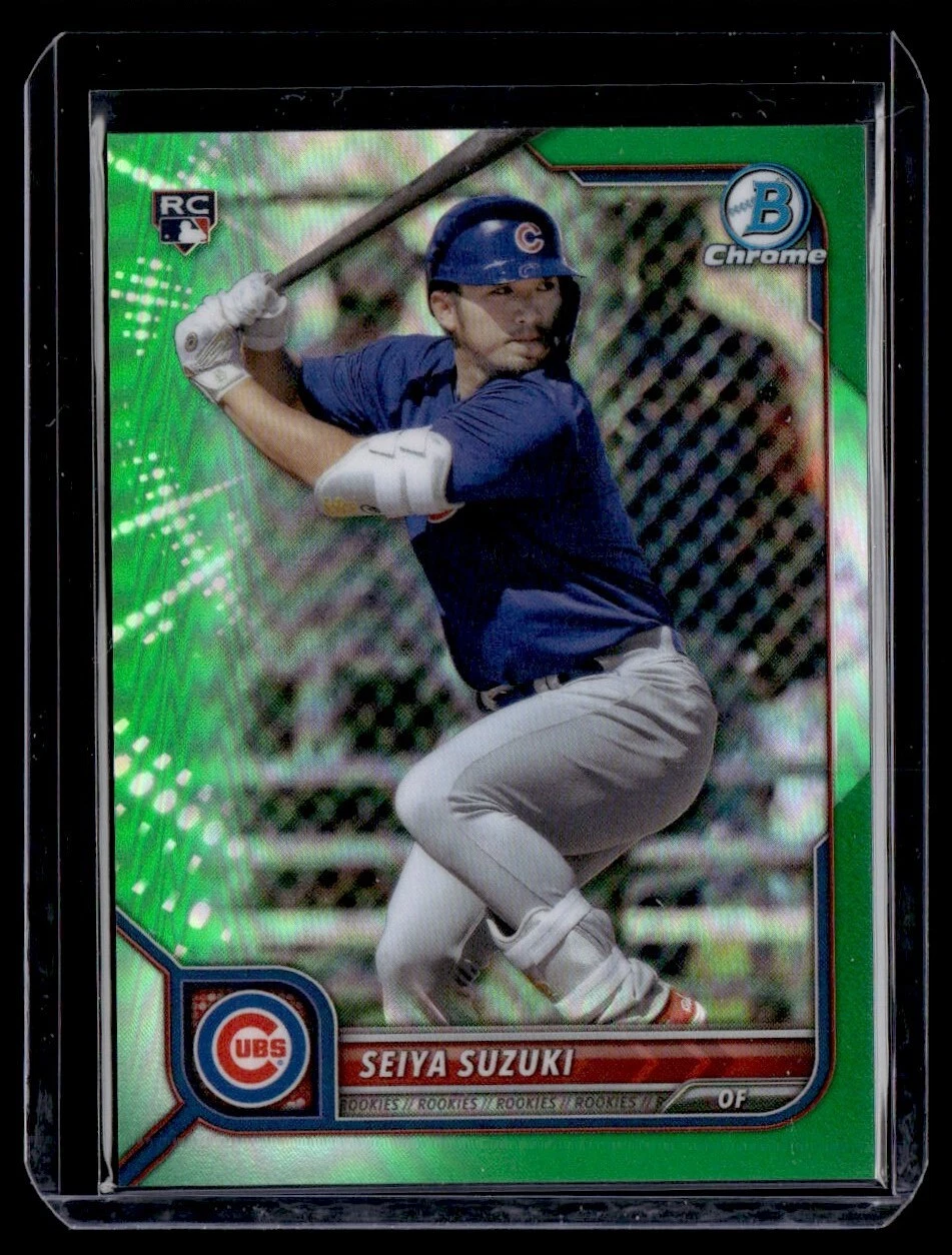 2022 Bowman Chrome Green Refractor Seiya Suzuki RC 14/99 Chicago Cubs #69