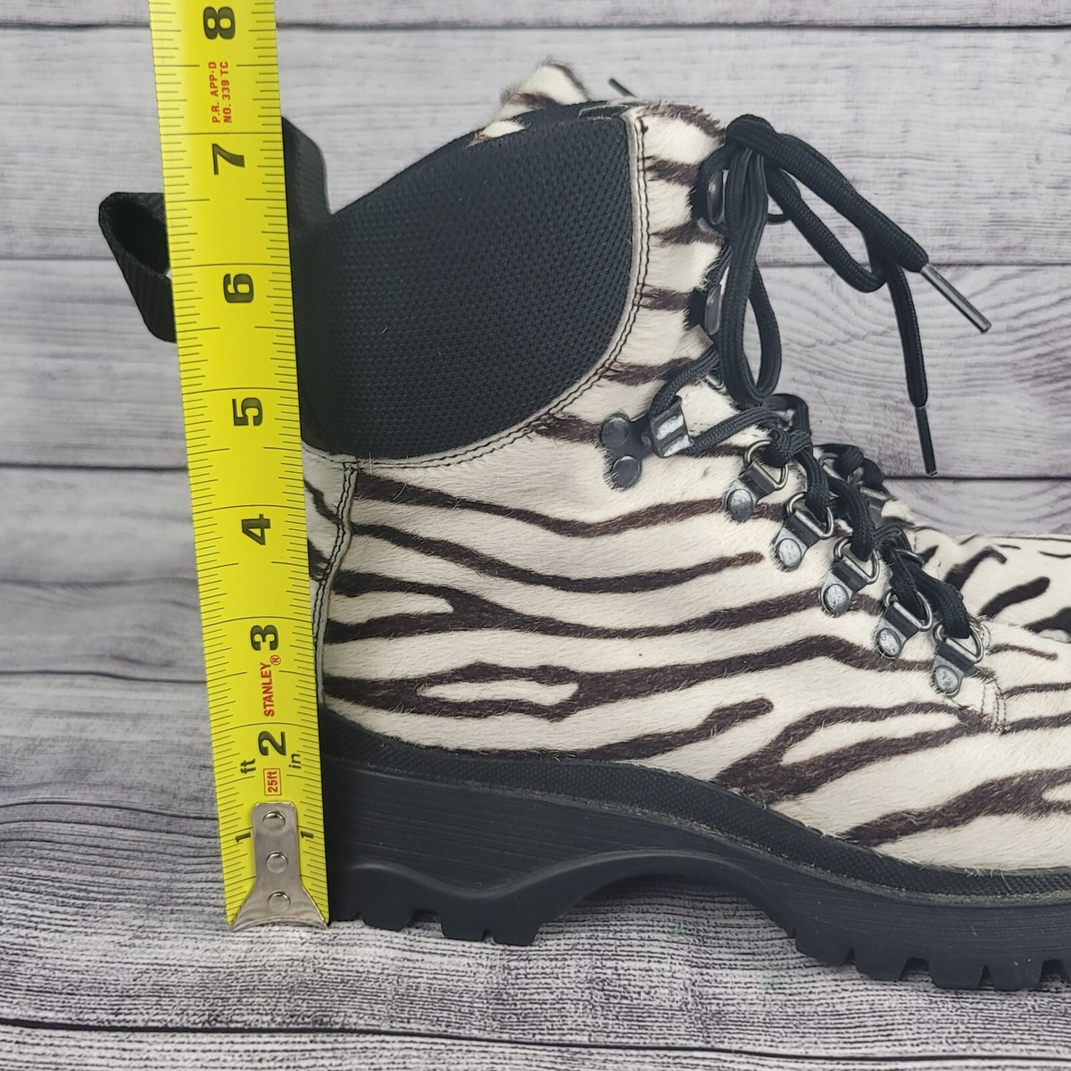 Prada Sport Zebra-Print Ponyhair Hiking Boots Size 37.5 EU Prada Sport Zebra-Print Ponyhair Hiking Boots Size 37.5 EU