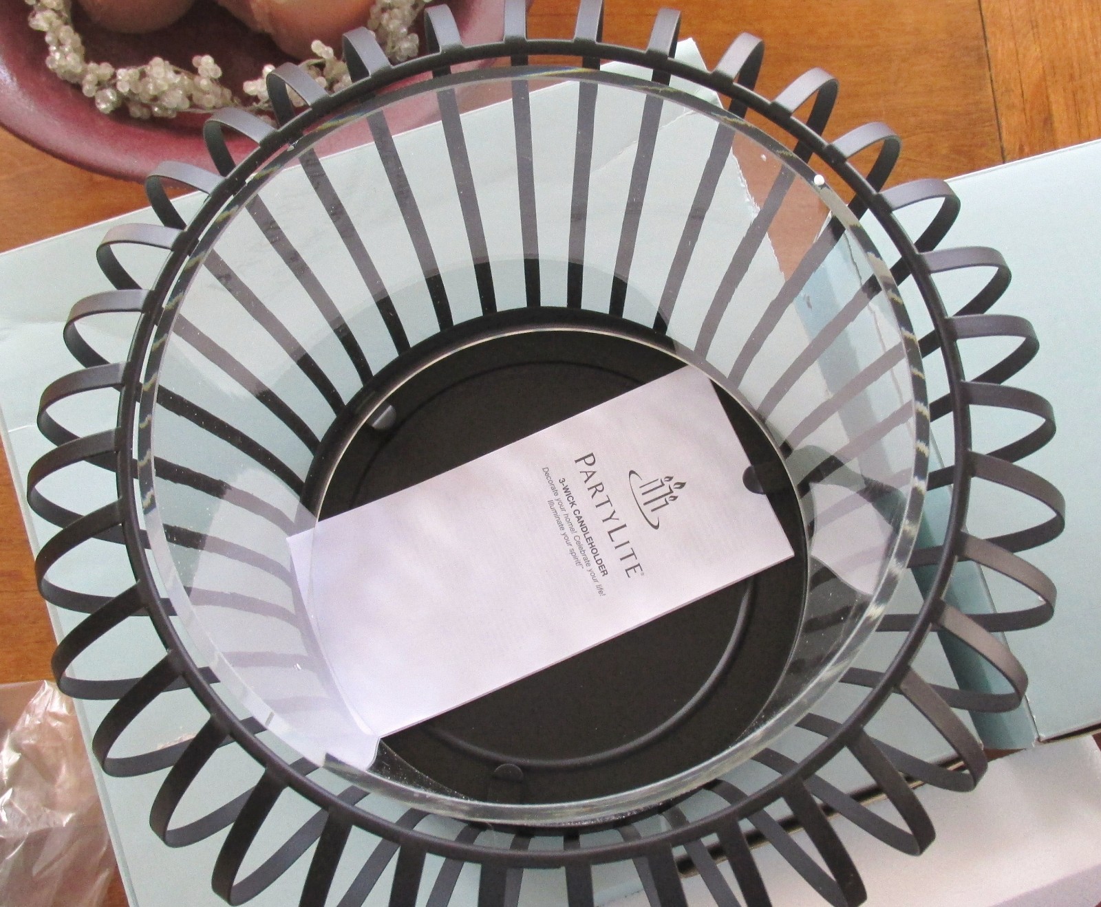 PARTYLITE LINEAR LITES3WICK HOLDERBLACK WROUGHT IRON LOOKGLASS