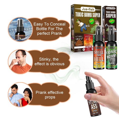 New Novelties Liquid Fart Gag Prank Joke Spray Can Stink Bomb Smelly Stinky Gas - Picture 6 of 14