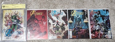A-Force Marvel Vol. 1 set 1-5 #1 CBCS SS 9.4 signed J. Molina 1st Singularity!
