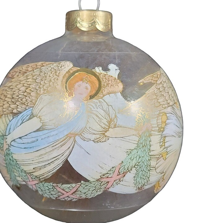 1983 Vintage Hallmark Gold Angel Glass Christmas Tree Ornament