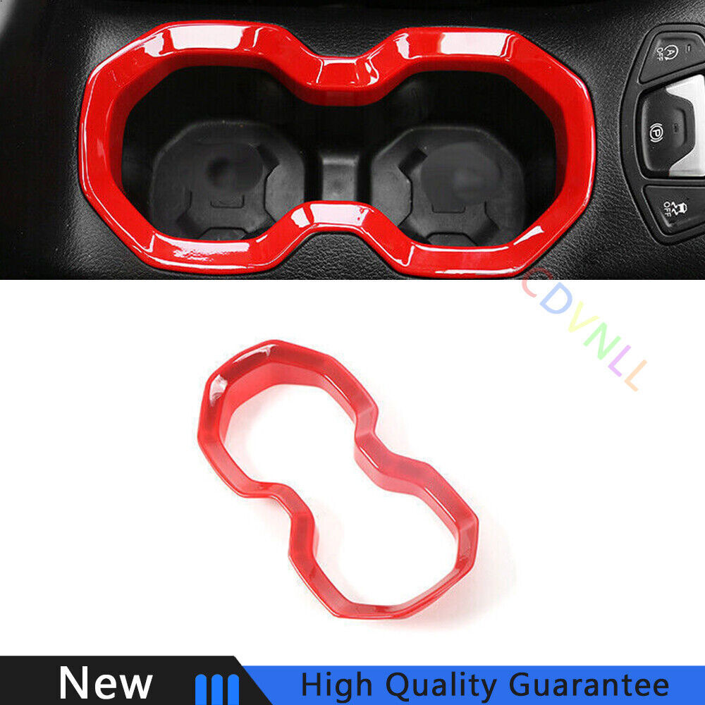 Fit For Jeep Renegade 2015-2020 Bright Red Middle Console Water Cup Frame Trim