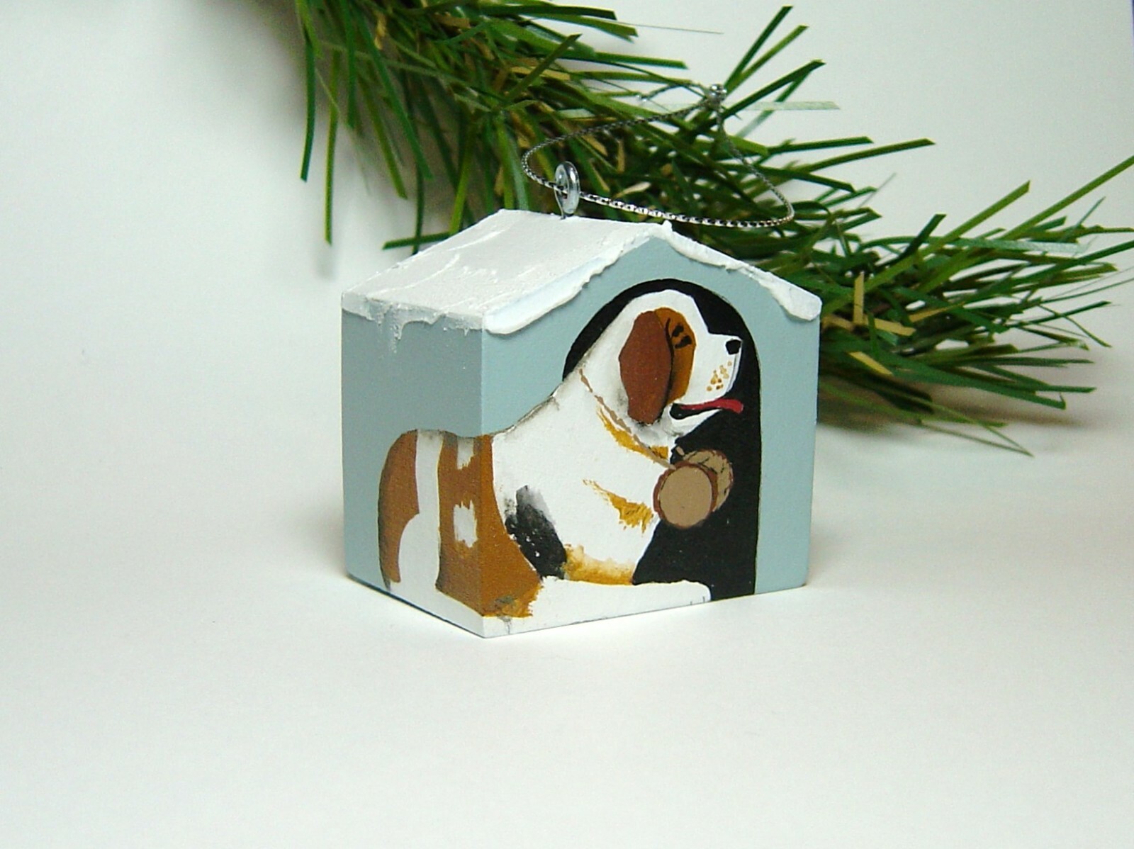 Saint Bernard Doghouse Ornament, dusted with snow eBay