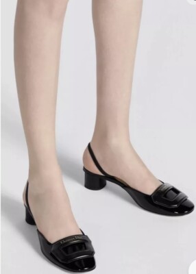 CHRISTIAN DIOR Day Slingback Pumps Patent Black 35mm Size 37 | eBay