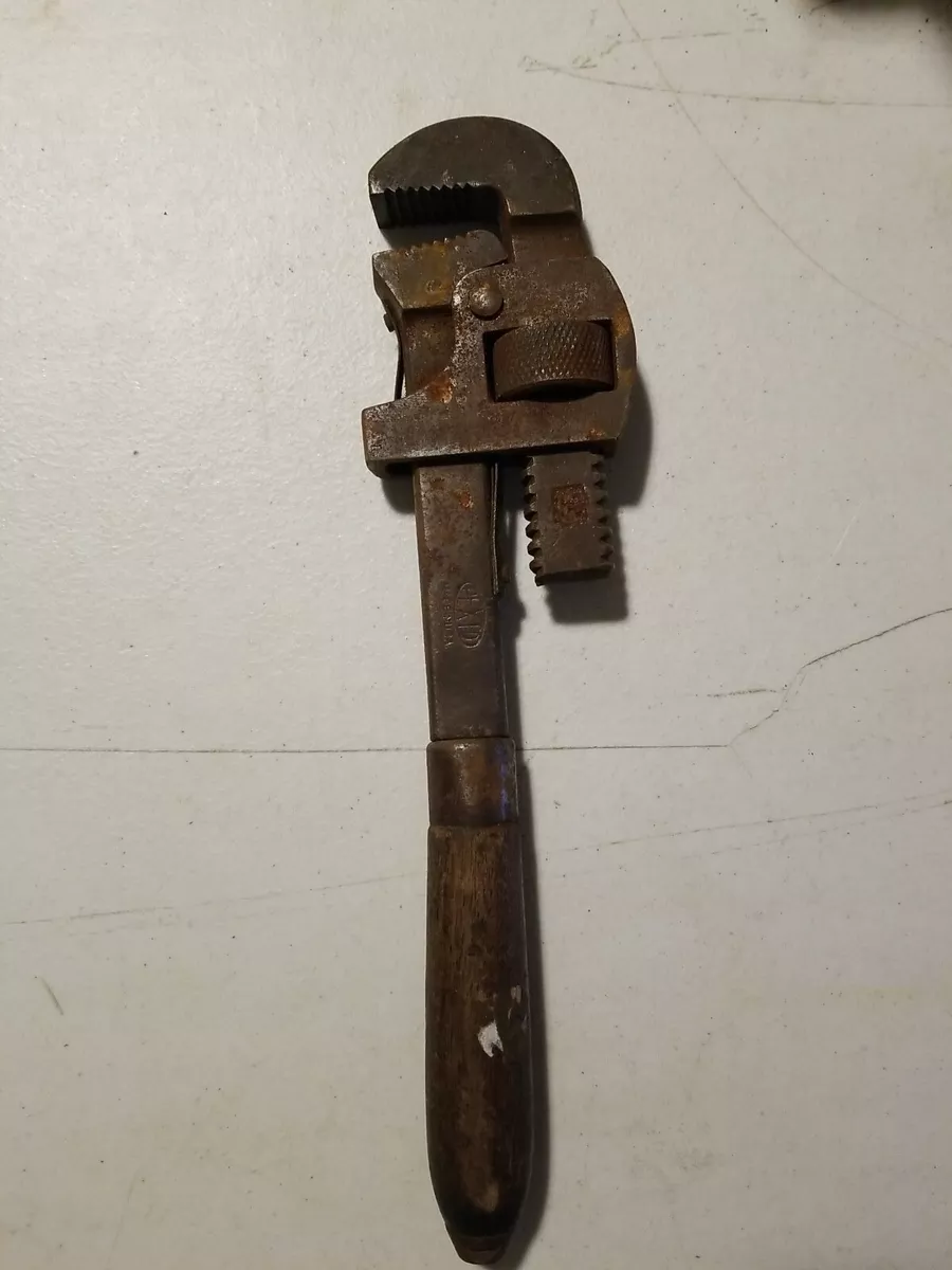 Vintage Monkey Wrench with Wood Handle