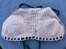 XHILARATION Top bikini rosa all'uncinetto con stringhe verde oliva - Taglia L *NUOVO*