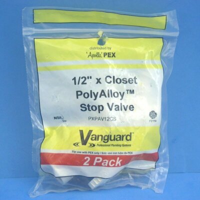 K517A Vanguard Apollo Pex 1/2'' X Closet PolyAlloy Stop Valve 2 Pack PXPAV12CS