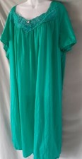 Ventura Green Nightgown Long Short Sleeve Nylon Plus 3X 64" BUST