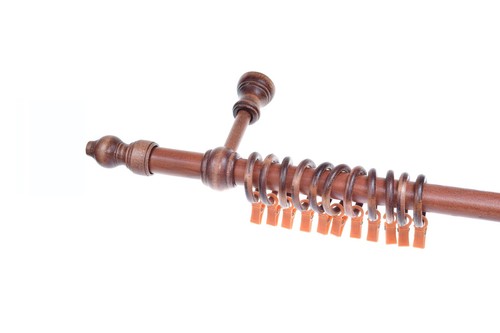 TRADITIONAL WOODEN CURTAIN POLE SINGLE SET WITH BRACKETS RINGS & FINIALS 28mm - Picture 9 of 19