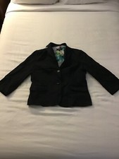 Talbots Classic Black Cotton 2 Button Blazer Size 12 in Very Good Condition