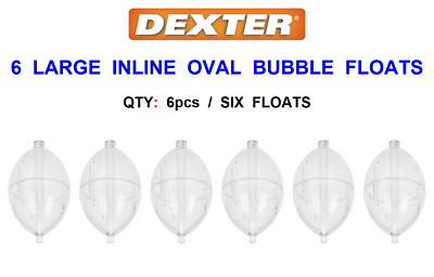6 DEXTER GROSSE OVALE IN LINE BUBBLE SCHWIMMER MEERFORELLE HECHT KARPFEN ANGELAUSRÜSTUNG
