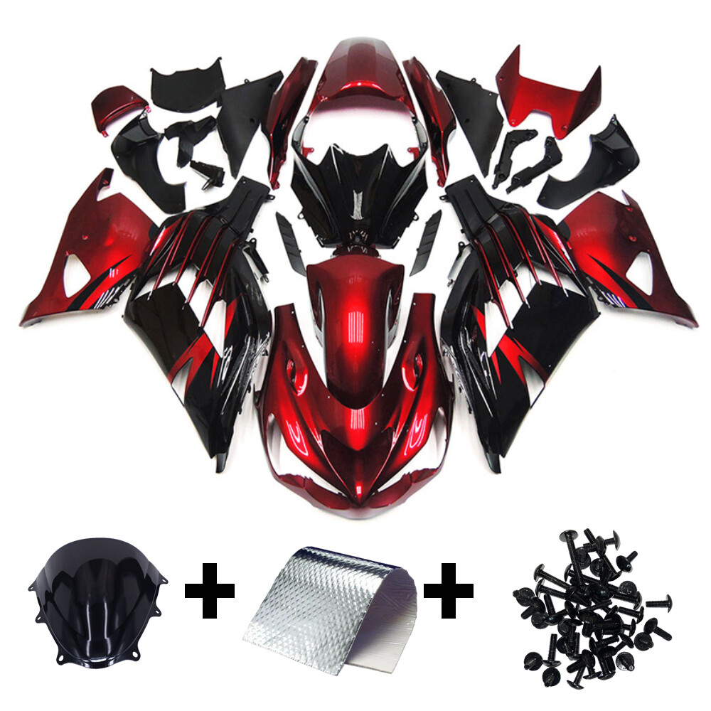 Red Black Fairing Kit for 2012-2021 Kawasaki Ninja ZX14R ABS Injection Bodywork