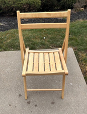 Natural Wood Folding Chair   Slatted Seat  Back   Event, Dining, Patio Seating