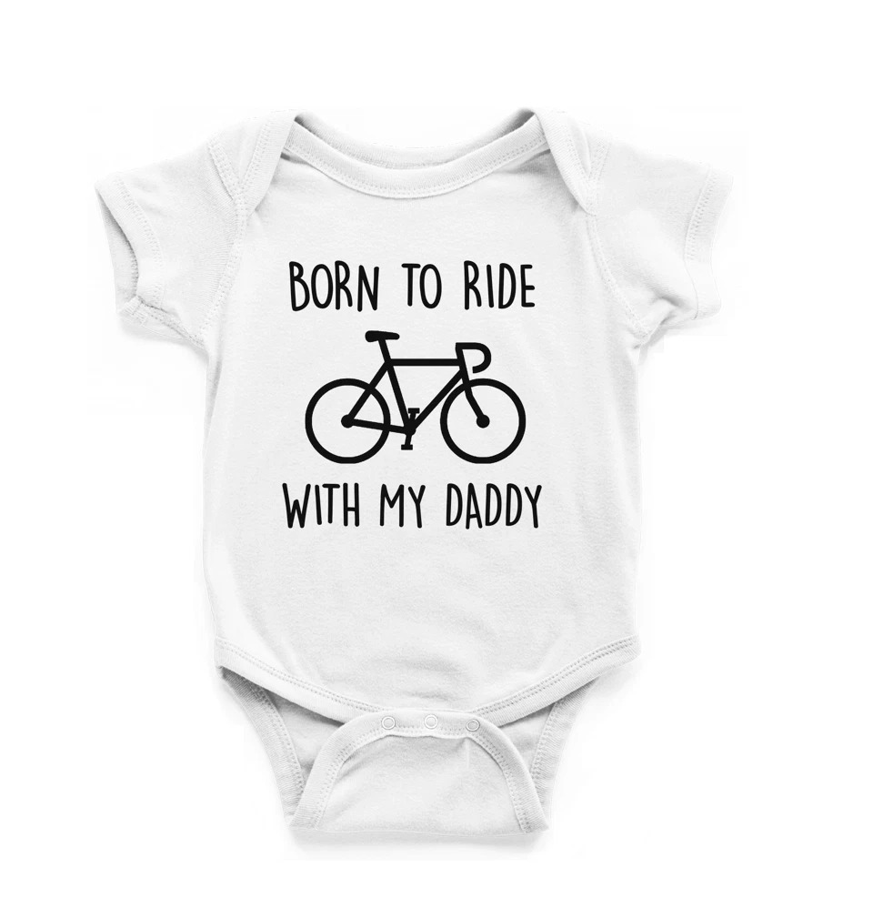 Born to Ride With Daddy Baby Vest Cycling Baby Grow Funny Baby