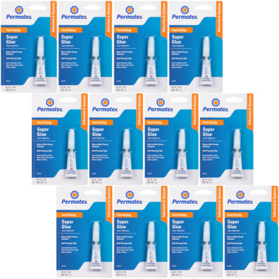 Permatex 82190 Super Glue Set Strong Adhesive Clear Fast Drying 24 gram (12x2g)
