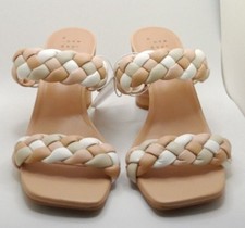 A new day womens sandals. Braided beige/wht color straps. High heel, new in box.