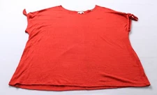 Max Studio London Women's Plus Tied Short Sleeve Tunic Top LC7 Red Size 2X