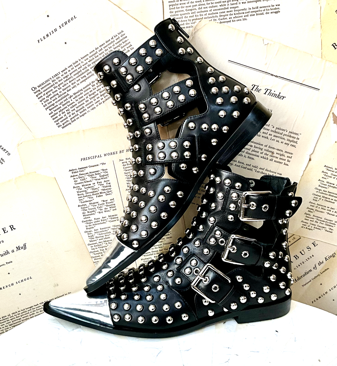 Buckle Boots Jeffrey Campbell Cutout Ankle Booties Free People Jeffrey  Campbell Kait Studded Ankle Boot Cutout Buckle Black NEW