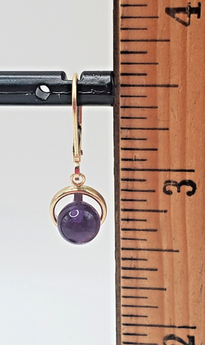 Schöne neue echte natürliche Amethyst Perlen 14K Gelbgold Ohrringe mit Hebelverschluss - Bild 4 von 6