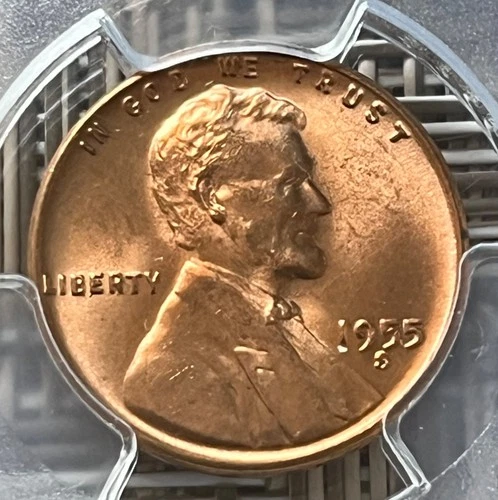 1955-S Lincoln Wheat Cent, PCGS MS66 RD