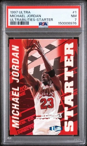 1997 FLEER ULTRA ULTRABILITIES STARTER #1 MICHAEL JORDAN PSA 7