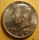 1967 KENNEDY HALF DOLLAR 40% SILVER  AU/BU   S-1090-1