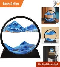 Moving Sand Art Picture 7 Inch Blue Liquid Motion Glass 3D Deep Sea Decor