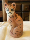 Fenton Opal Satin Jungle Cat-Tiger Figurine Signed  *Damaged* See Description