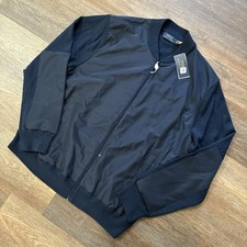 Polo Ralph Lauren Mixed Media Woven Knit Hybrid Bomber Jacket Navy Blue Men XXL
