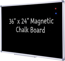 36 x 24 Inch Magnetic Black Chalkboard for Wall, Wall-Mounted School Blackboard