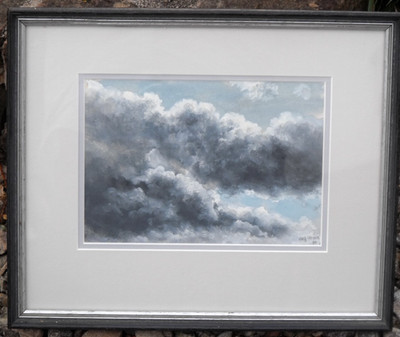 Meg Stevens (walisisch) - Original Pastellgemälde - Wolkenstudie mit turbulentem Himmel