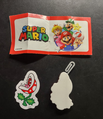 Kinder Joy Super Mario VQ413 Piranha Pflanze Paperclip mit BPZ