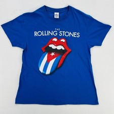 Rolling Stones Havana Cuba Shirt Mens Large Blue Tongue Flag Graphic Tee 2016