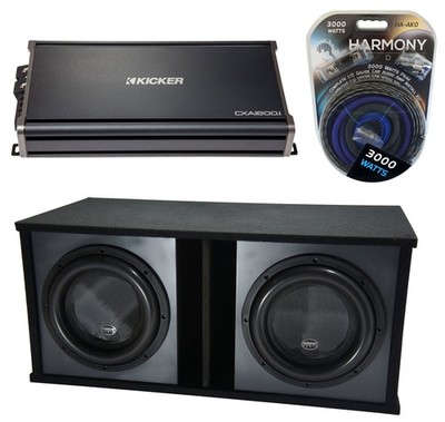 Harmony Audio HA-ML122 Loaded Dual 12'' Sub 6000W Ported SPL Sub Box & CXA1800.1