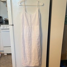 Quince Small White Lined Dress with Adjustable Straps