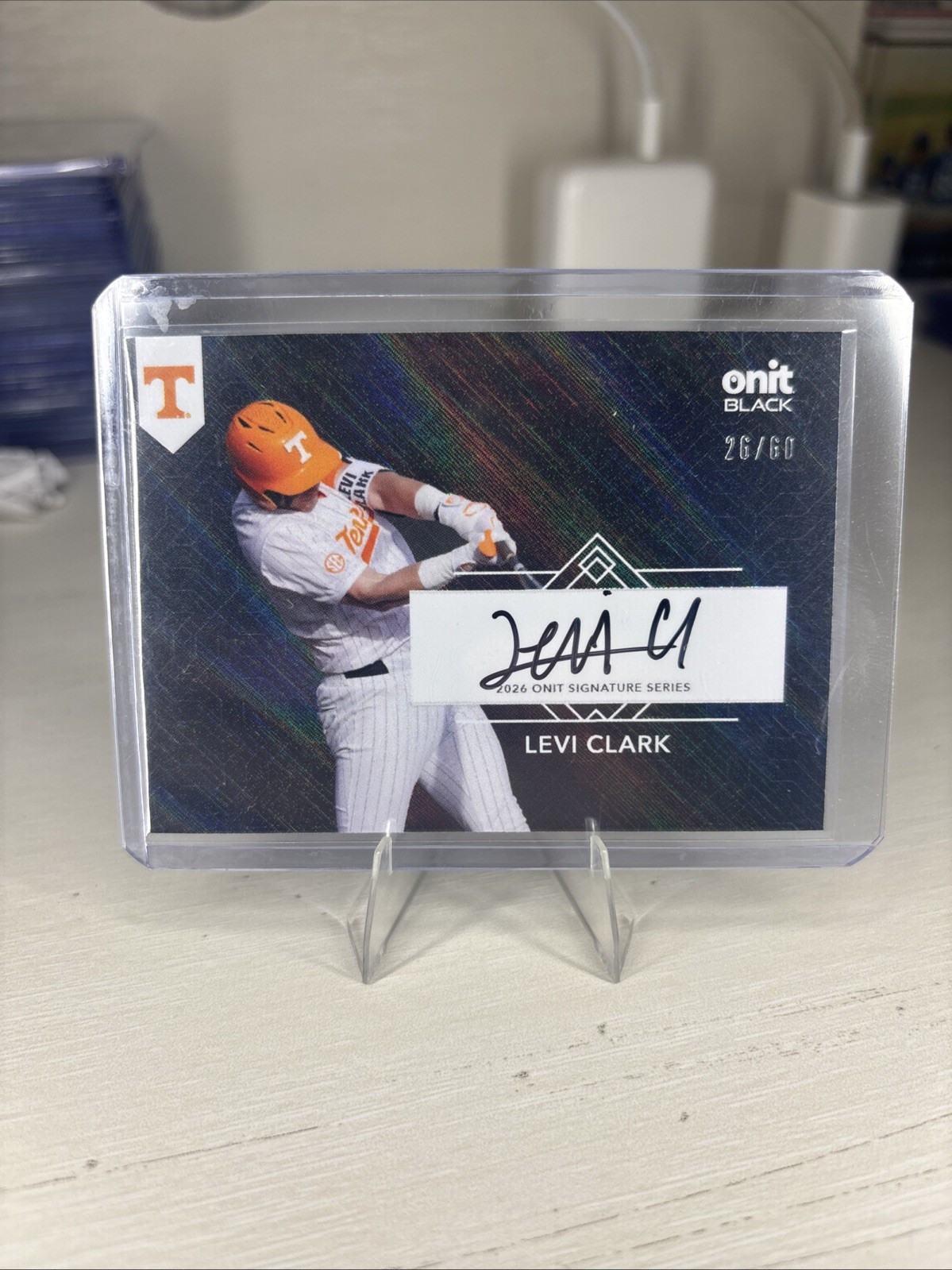 LEVI CLARK 2026 ONIT Black Baseball Tennessee On Card AUTO 26/60
