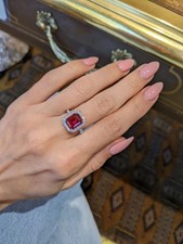 3.50 Ct Emerald Cut Natural Red Ruby Diamond Wedding Ring 14K White Gold ALLSIZE