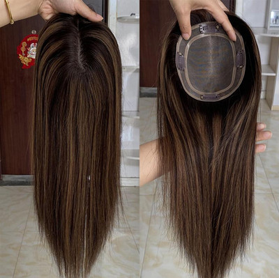 18'' Mono Base Rooted Blonde European Virgin Human Hair Toppers 5x6''