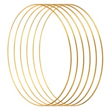 6 Pcs Metal Dream Catcher Rings Round Floral Wreath Gold Tone 3"