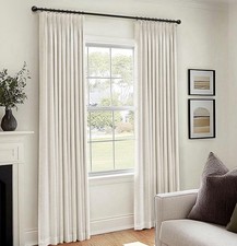 Linen Pinch Pleated Curtains 100 Blackout, 2 Panels,40  W X 120  L, Ivory White