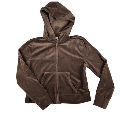 【希少】Juicy Couture ラインストーン ベロアパーカー ブラウン Juicy Couture Hoodie Womens XL Brown Velour Zip Up Rhinestone