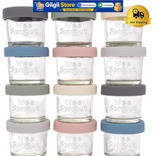 Durable 4 oz Baby Food Jars with Silicone Lids - Ideal for Infants, 12 Count