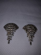 Vintage 1940's Aurora Borealis AB Crystal Rhinestone Shoe Clips Set Of 2