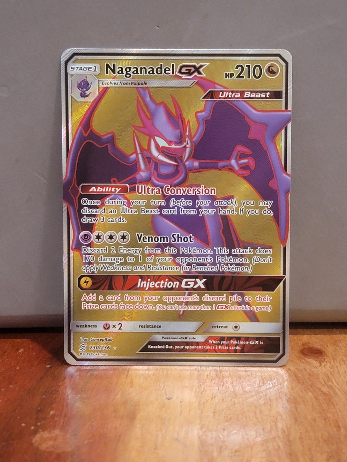 Naganadel GX Pokemon Unified Minds 230/236 Ultra Rare Full Art